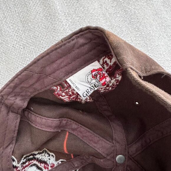 Y2K Grail Brown and red skull cap with a punk vibe and distressing - Picture 5 of 6